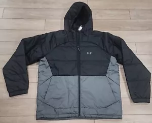 Under Armour Men's UA Storm Insulated Hooded Jacket Sz XXL 2XL Black Gray Coat - Picture 1 of 10