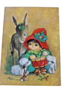 Vintage aber neu Sonnenschein Karte kleiner Trommler Junge Urlaub Weihnachten Grußkarte - Bild 1 von 11