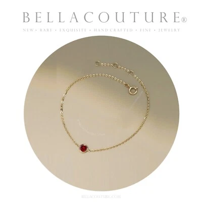 NEW 18K YELLOW GOLD NATURAL GARNET 5MM CHARM VTG BRACELET 14K CHARM PENDANT - Image 1 of 4