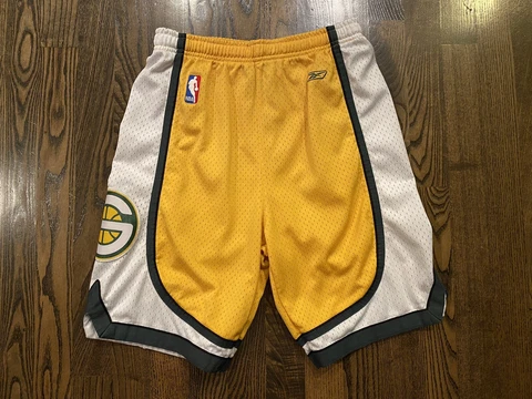 Reebok SEATTLE SUPERSONICS Yellow Alternate Basketball Shorts Youth Large Cover
