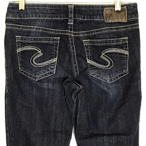 SILVER Womens Jeans Size W29 (inseam L28.5) SUKI Boot Cut Dark Wash - Picture 1 of 11
