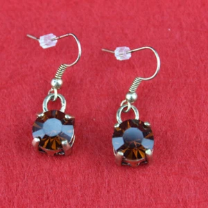 Filigree Bezel Round Faceted Glass Crystal Drop Earrings for Girls and Ladies - Picture 1 of 28