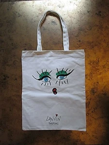 Lanvin Parfums Tote Bag Purse Vintge Whimsical Eyes Cotton Polyester - Picture 1 of 5