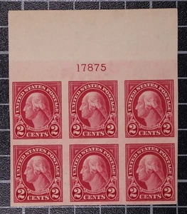 Scott 577 - 2 Cent Washington OG MH Platte Block von 6 PL # 17875 SCV - $ 30,00 - Bild 1 von 1