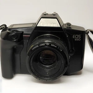 VINTAGE CANON EOS 650 35mm AUTOFOKUS KAMERA MIT BLITZ GETESTET - Bild 1 von 6