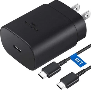 Cargador de pared súper rápido Samsung 25w tipo USB-C 6 FT cargador de cable para S20 S21+ 5G - Imagen 1 de 12