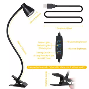 Desk Flexible 360° Clip Lamp Bed Desktop Clamp Light 24LEDs Clip-on Table Lamp - Picture 1 of 13