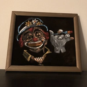 "Cuadro Hobo Hobo Puro Terciopelo Triste De Colección Años 70 Años 80 enmarcado 12""x14""" - Imagen 1 de 5