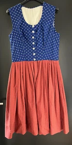 Damen Trachten Dirndl ärmellos Blau, Rot gemustert ca. Gr. 38 - Bild 1 von 2
