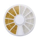300 PCS Nail Art Gold Silver Ball Bead Tips Decoration + Wheel Fashion X5E38621