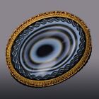 Antique 14K Yellow Gold Black and White Agate Brooch Pin 14.0 G 39.5 x 31.2 mm