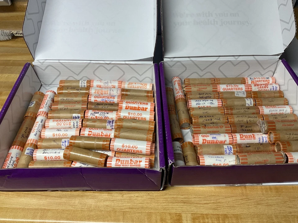 Sealed* Uncirculated Bank Rolls of Statehood Quarters P &D You Select from List - Image 1 of 1