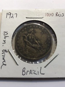 1927 Brazil 1000 Reis Round Coin - Picture 1 of 2