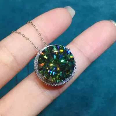 Gorgeous 12.55 Ct Certified Blue Treated Diamond Solitaire Pendant 925 Silver ! - Image 1 of 4