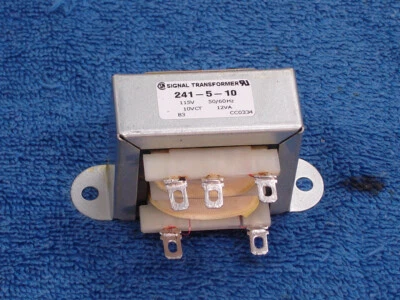 Signal Transformer 241-5-10, 115VAC In, 10VAC CT Center Tap @ 1.2A Out - New - Image 1 of 3