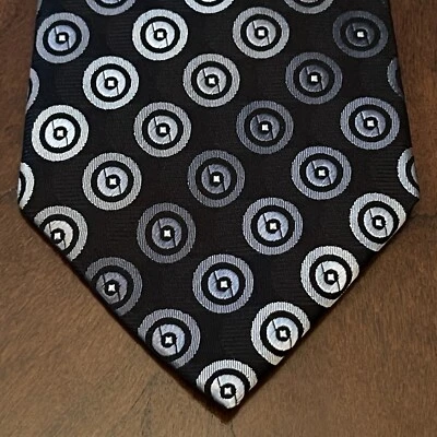 Corbata de cuello Sean John negra gris 100 % seda para hombre hecha en China Foto 1 de 4