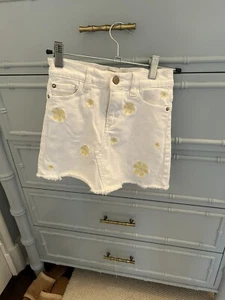 DL1961 Girls Denim Jenny Mini Jean Skirt Yellow flowers daisy size 8 - Picture 1 of 6