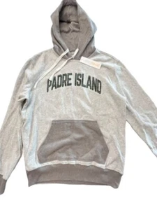 Pullover Hooded Fleece Sweatshirt Grey Padre Island Texas NWT BEACH GIFT Travel - Picture 1 of 10