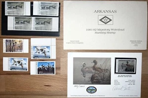 1986 1987 1988 1989 1991 ARKANSAS DUCK STAMP COLLECTION LOT SIGNED PRINT AR MNH - Picture 1 of 8