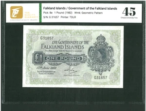 FALKLAND ISLANDS GOVERNMENT OF THE FALKLAND ISLANDS 1 POUND 1982 P8e - Picture 1 of 2