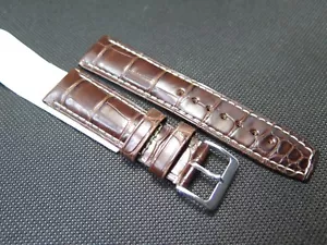 Cinturino Orologio Hirsch TRITONE Imbottito in Pelle di Coccodrillo Marrone taglia M 22/24 mm sconto 50% - Foto 1 di 1
