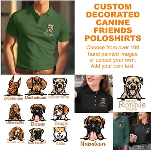 Polo Personalizado Personalizado Pintado a Mano Perro Canino 100 Imagen Damas y Caballeros - Imagen 1 de 22