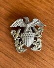 WWII USN Navy 🇺🇸 Medical Officer Cap Badge Sterling Silver 1/20 10k Gold Pin