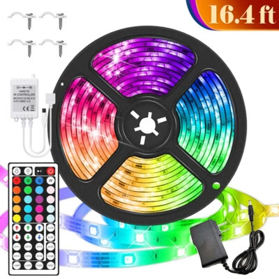 16.4FT Flexible 3528 RGB LED Strip Light Remote Fairy Lights Room TV Party Bar - Image 1 of 4