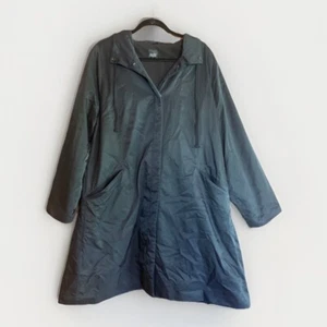 Eileen Fisher Womens Jacket Sz XL Black Long Sleeves Pockets Snap Closure w/hood - Picture 1 of 5