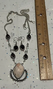 Scolecite Amethyst Gemstone 925 Silver Plated Jewelry Set * 19" long - Picture 1 of 15