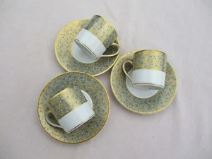 FRENCH BERNARDAUD LIMOGES "BOSTON" FRANCE SET OF 3 COFFEE CUP & SAUCER NEW STOCK - Picture 1 of 12
