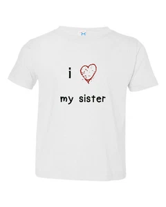I Love My Sister With Red Heart Cotton Toddler Baby Kid T-shirt Tee 6mo Thru 7t - Picture 1 of 12
