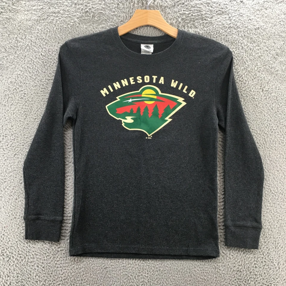 Moletom NHL Minnesota Wild masculino M cinza pulôver manga longa tripulação malha waffle - Imagem 1 de 4