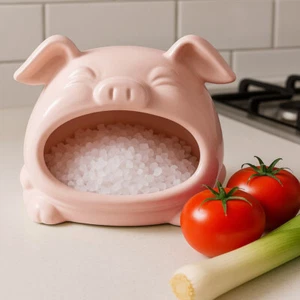 Ceramic Salt Pig Kitchen Bench Decor Dispenser Container Canister Pork Piggy Box - Picture 1 of 6