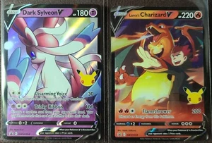Dark Sylveon V SWSH134 and Lance's Charizard V SWSH133 Pokemon Celebrations NM - Picture 1 of 5