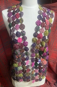 NEW RICO 100% Thai Silk RIBBON HIPPIE MOD Art to Wear CHIC VEST TOP SIZE S M    - Picture 1 of 13