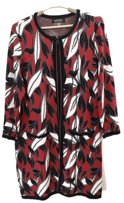 Cárdigan largo suéter manga larga multicolor de algodón para mujer KASPER talla XL Foto 1 de 4