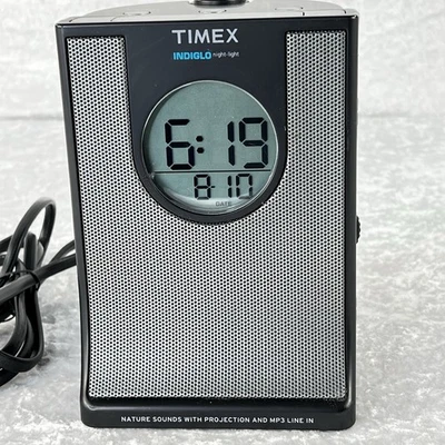 Vintage Timex T436B Indiglo Projection Alarm Clock AM/FM Radio Nature Sounds MP3 - Image 1 of 4