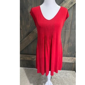 Eileen Fisher 100% Silk Dress Womens Small Red Sleeveless Pullover Short Stretch - Picture 1 of 11