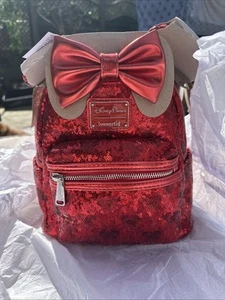 Disney Parks Loungefly Mini Backpack Red Sequin Minnie Mouse Mickey Icons - Picture 1 of 9