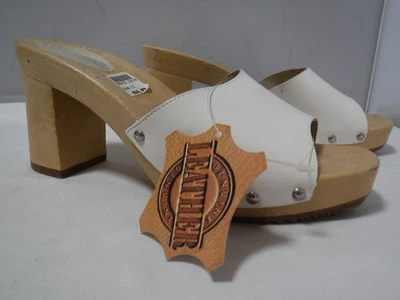 NOS VTG 80s 90s Leather Collection Italy White Studded Chunky Platform Sandal 11 - Image 1 of 4