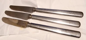 VINTAGE MILITARY 3PC LOT MESS HALL WW II KNIVES MARINE CORP NAVY ARMY - Picture 1 of 5