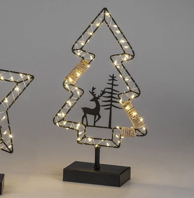 LED Dekoobjekt Tanne Hirsch mit Baum H. 35cm schwarz aus Metall Formano W25 - Bild 1 von 2