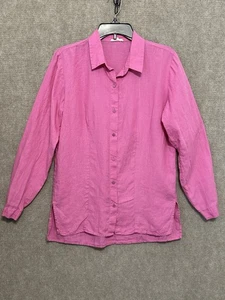 Camisa Eileen Fisher de Lino Manga Larga Rosa Tropical Meas 38 en Busto Pequeña Mediana - Imagen 1 de 8