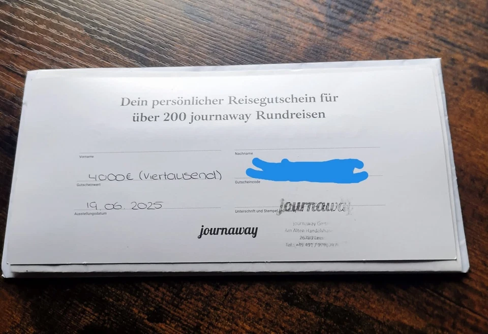 Reisegutschein 4000 Eur Journaway Rundreisen Reise Gutschein - Bild 1 von 1