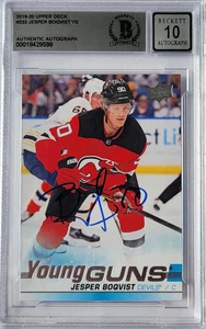 Jesper Boqvist Signed 19-20 Upper Deck Young Guns Rookie Card Beckett Graded 10 - Picture 1 of 1