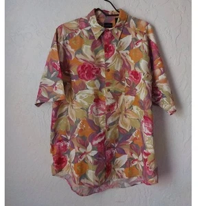Structure Floral Multicolor Casual Resort Shirt Button Up Men size Large Cotton - Picture 1 of 8