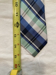 Young Boy/Early Adolescent's Blue, White and Green Clip-On Tie 14" - Picture 1 of 5