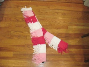 GAP Pink Striped Fleece Fringe Scarf - Water Resistant - NWT - Cute! - Picture 1 of 2