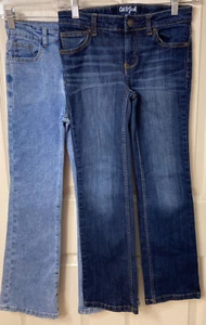 LOT of 2 Girls Blue Denim Jeans-Cat & Jack Bootcut + Shein Bootcut (Size 10) - Picture 1 of 7